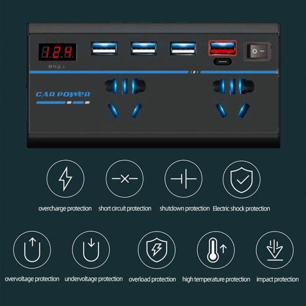 Power power för bilar 12V/24V till 110V/220V power Fordonsladdare