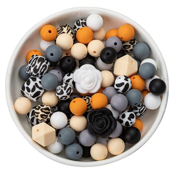 102 stk blød silikone perlehalskæde Armbånd DIY Kits Spædbørnsbøjler Armbånd Løs perle sutteclips Bead Børne smykker