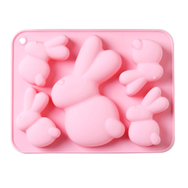 Animal Rabbit Silikon Fondant Molds Harts Lera Choklad Silikon Material Form Pink