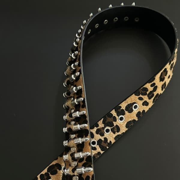 Gotiske spænder dekoreret justerbar sort leopardprint til kvindebukser