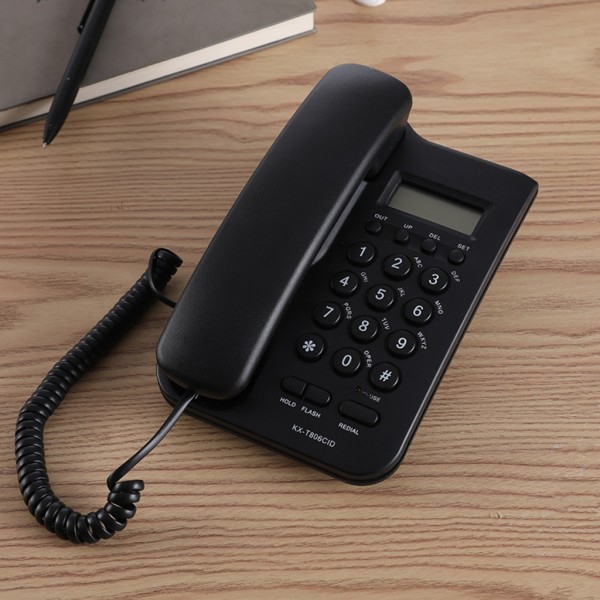 Fast telefon med sladd för fast telefon Stor knapp på fasta telefoner med nummerpresentation för receptionen Home Hotel Black