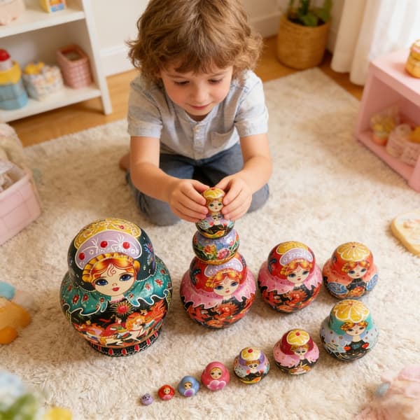 Matryoshka Ryska Handmålade Konstnärsdockor 10 Lager Trä Samlarobjekt