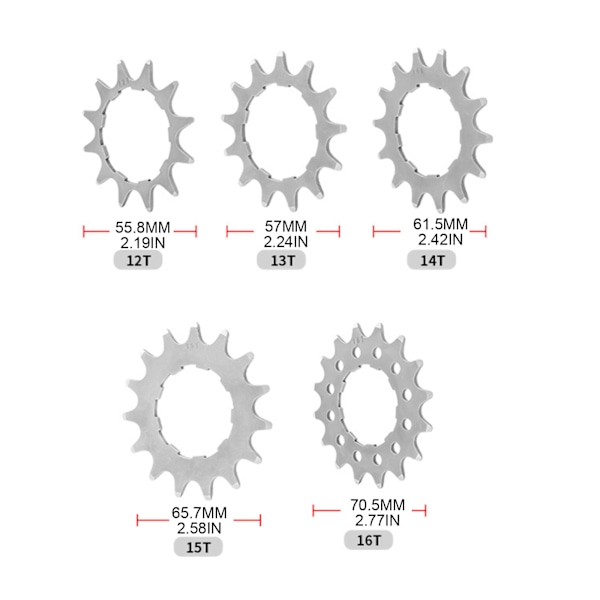 Muunnossarjat Fixie-pyörälle, yksivaihteinen Shimano-adapterille 15T