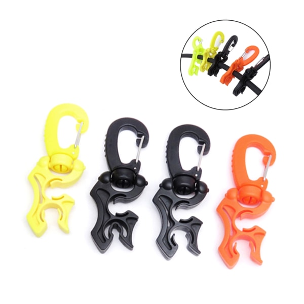 Dobbelt BCD dykkerslangeholder klemme med snaplås spænde til snorkling dykning Black 10x6mm
