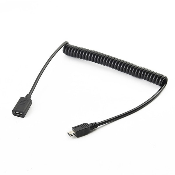 USB-C till mini USB kabel Snabb dataöverföring Laddning Sträckbar fjäderlinje för musikspelare GPS-kamera