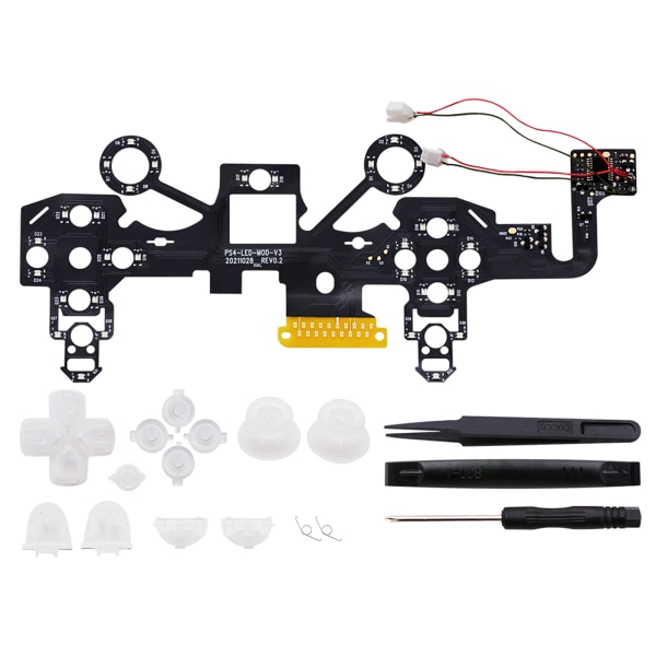Ersättningsknappsats för styrenhet 8-färger belyst Transparent LED Mod- set tumstickor D-pad Action