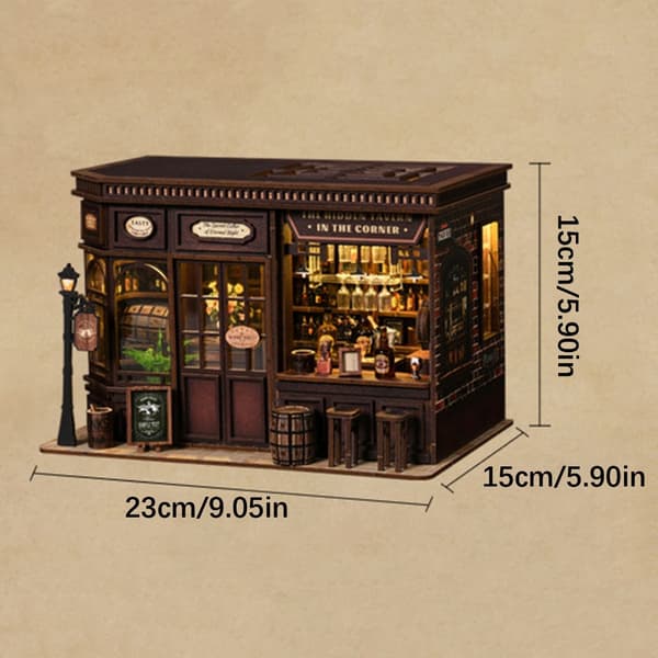 Klassisk Miniature Træhus Model Håndværkssæt Legetøj Til Voksne Børn Samlere