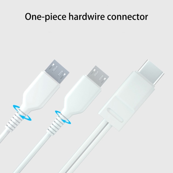 Multi Type-C till 2 Micro USB Laddsladd för smartphones surfplattor White