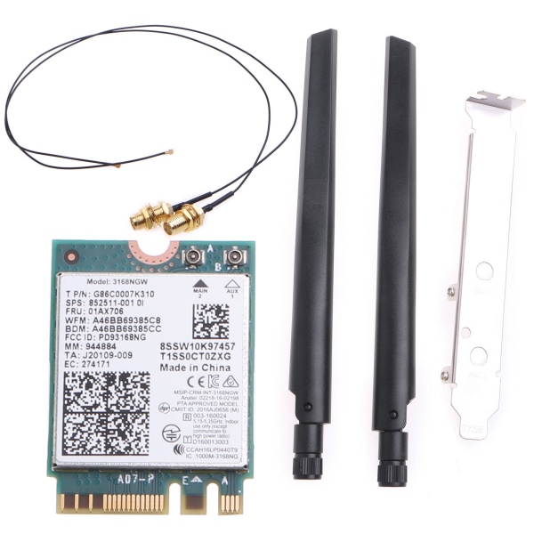 Dual Band Wifi-kort 2,4g / 5g netværksadapter 802.11ac BT 4.2 (antenne+beslag)