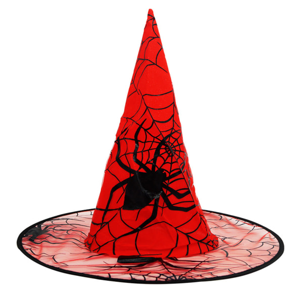 Halloween Spider Witch Hat Kostym Cosplay Rekvisita Tillbehör Topp spetsad cap