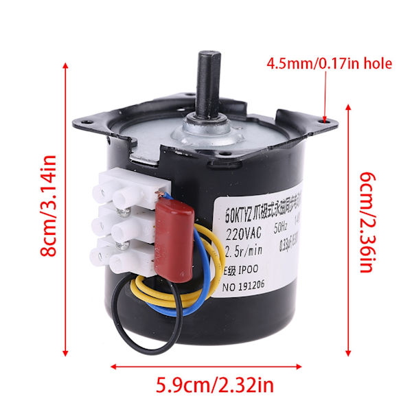220V Automatisk Inkubator Egg Hatcher Motor Reversibel girmotor 2,5r/min