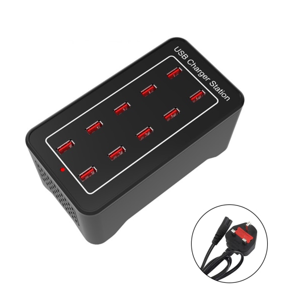 Multiport Power Station Väggladdare Telefonadapter USB Desktop Multiport Snabbladdare för köpcentra Hotellskola null - 10 ports UK