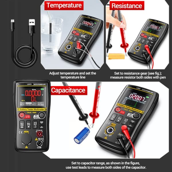Automatisk Multimeter Med Data Hold Funksjon For Enkel Avlesning Under Dårlige Lysforhold