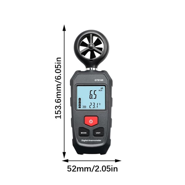 Lätt handhållen anemometer perfekt för väderövervakning och VVS-testning