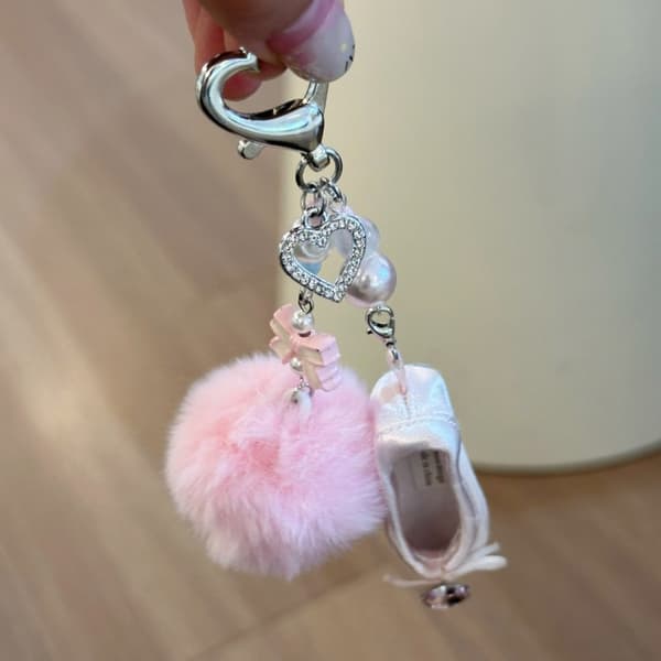 Balettsko Nyckelring Pärlor Hjärta Rosett Pomponer Legering Tyg Accessoar Present