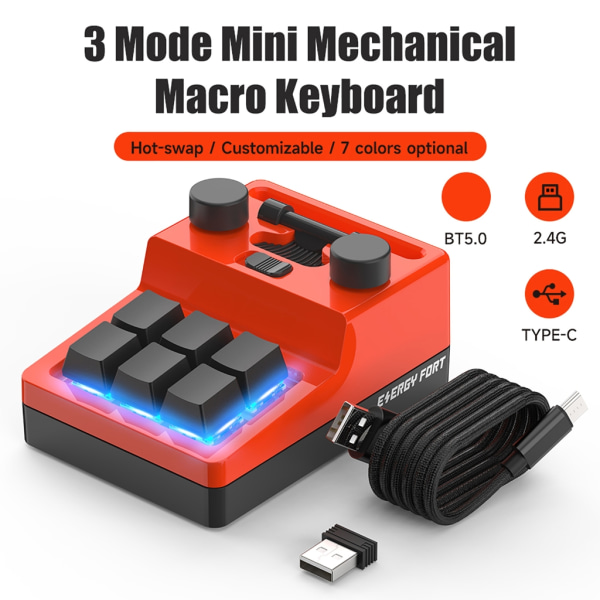 USB Custom Tangentbord Volymknapp Programmering Makro Spel Photoshop-Hotswap Tangentbord Mekanisk Röd Switch BT-2,4Ghz A - 1