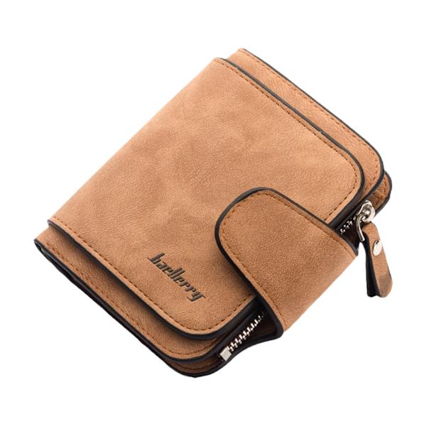 Kort lommebok Enkel Hasp-pung Myntlommekortholder Matt matt PU-skinn Brown