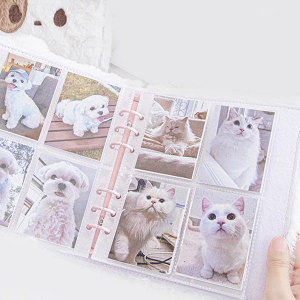 Plysj fotokortpermer Søte katter fotoalbum 4-lomme kortbeskytter 18x21cm permer lomme for fotosamler null - Dog model