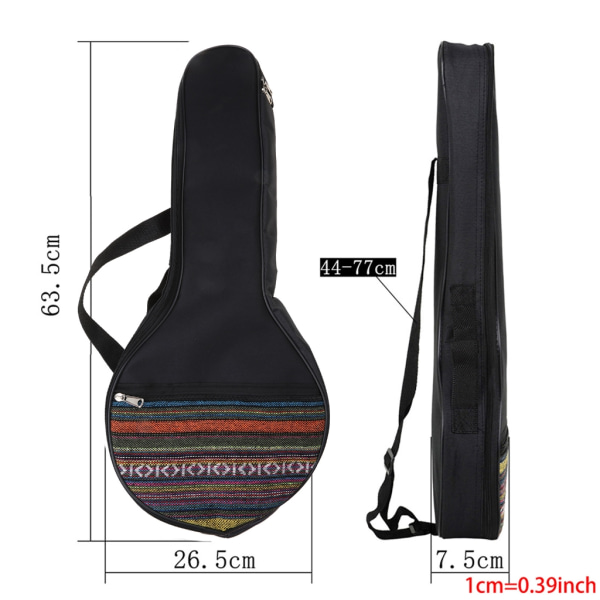 25in 4-strengs banjoveske etnisk stil musikalsk ukulele tote for etui bomullsryggsekk