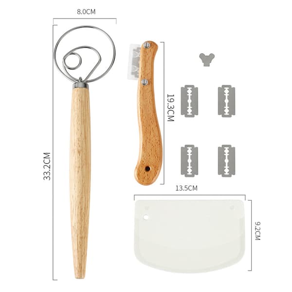 Deigvisp-sett for brødbaking, for kake, pizza, bakverk, eggvisp, mikser, skrape