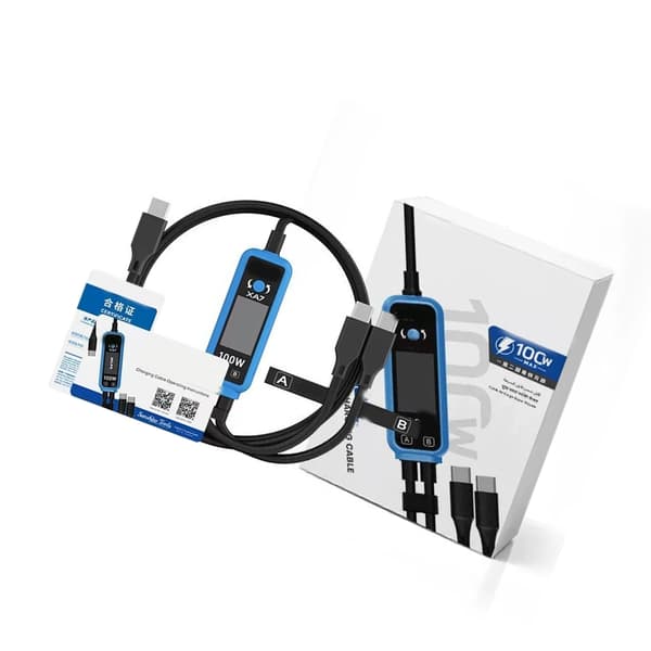 1 til 2-ports Type C ladekabel 100W hurtiglading sanntids datavisning