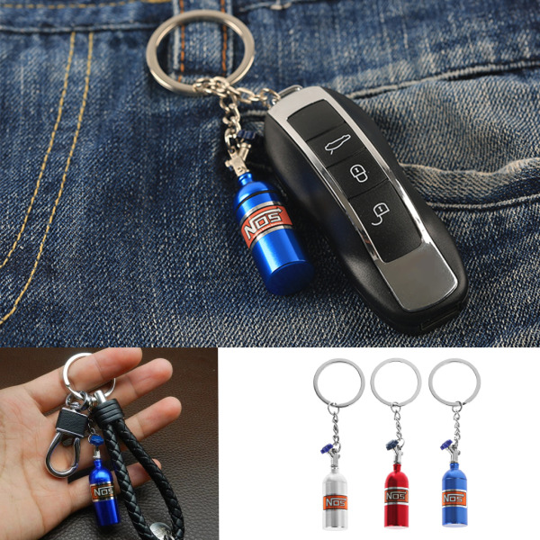 Universal metall för nyckelring Nyckelring Hållare Keyfob Turbo Nitrgen Bottle Car Sty Blue