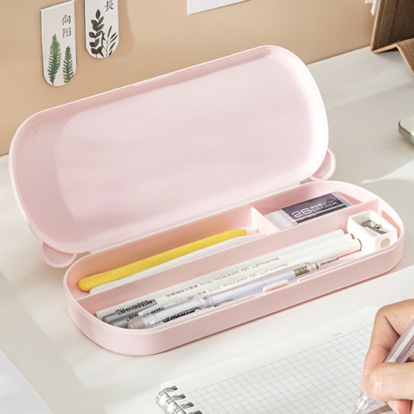 Pennfodral i olika färger Case Crayon Box Stor kapacitet brevpapperslåda Pink