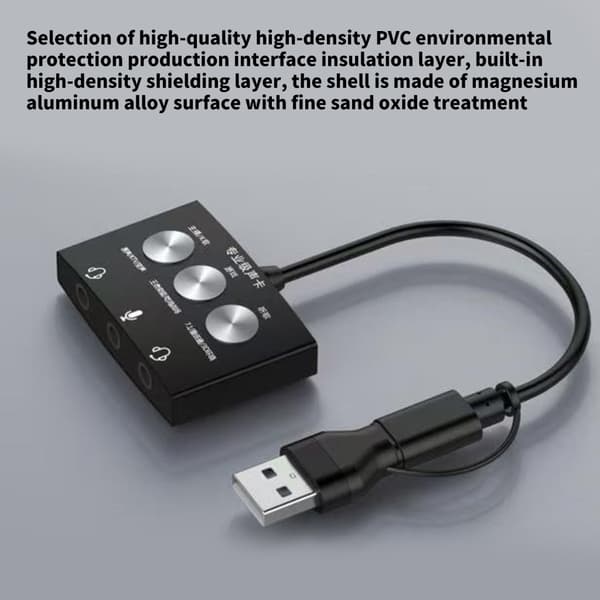 USB eksternt lydkort med 3,5 mm stereoadapter til hovedtelefoner og mikrofoner
