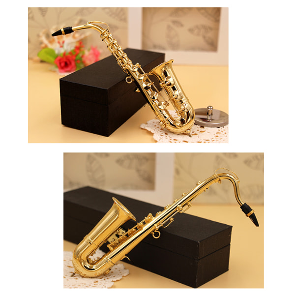 Mini Saxofon Model Miniatur Sax Model Musikalske Dekorative Ornamenter 16cm