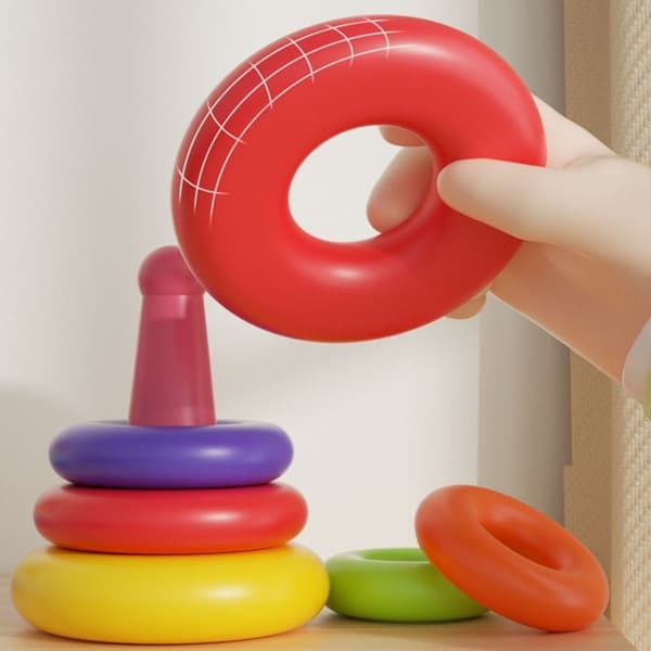 Barn Stapling Rings Set Tower Leksak Spel Undervisningshjälpmedel för Sensorisk Träning