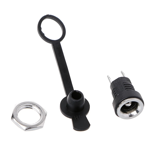 DC Power Jack Plug Socket 5,5 mm x 2,5 mm Hunn Panel Montering Adapter Kontakt med vanntett hette Strømuttak Støvplugg