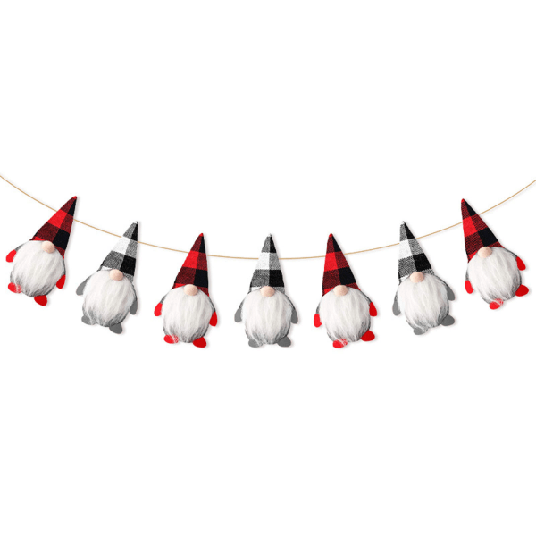 Merry Christmas Gnomes Garland för Banner Pläd Gnome Hängande Flaggor Holiday Party Dekorationer Xmas Ornaments null - 3