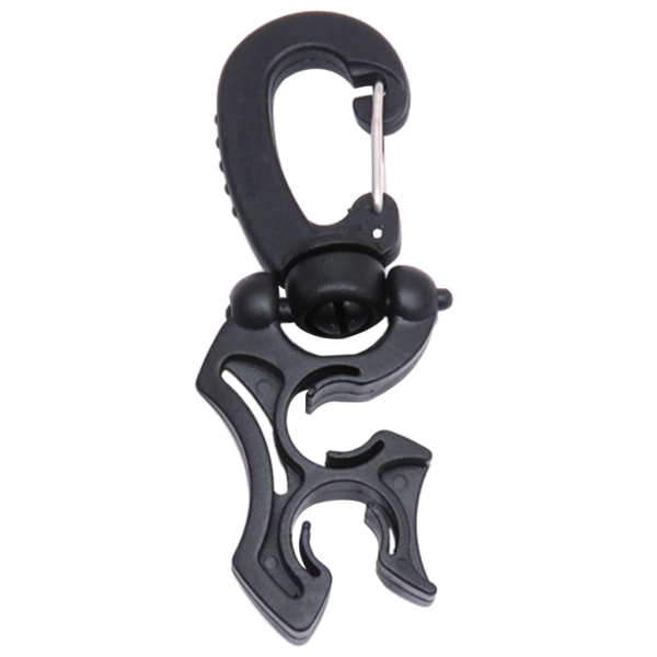 Dobbelt BCD dykkerslangeholder klemme med snaplås spænde til snorkling dykning Black 10x6mm
