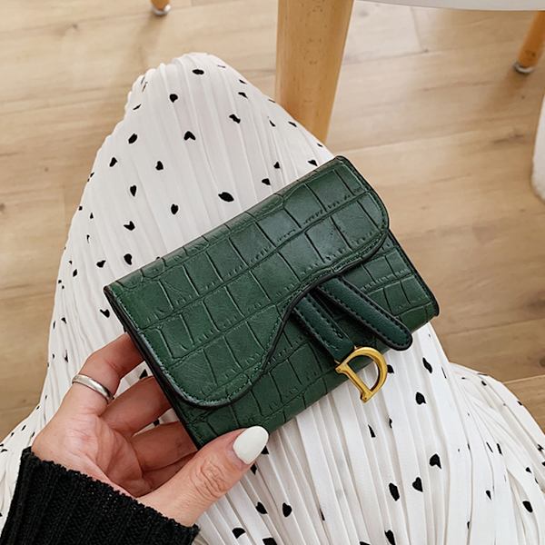 Kontanthållare Kvinna Flicka Kort typ Myntväska Clutch Alligator Texture Wallet Brown