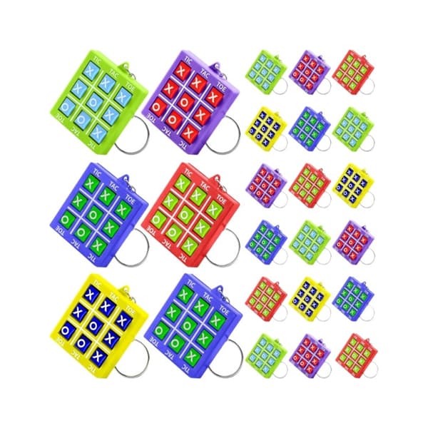 24 stk. lommestore Tic Tac Toe nøkkelringer Interaktivt puslespillgave til studenter