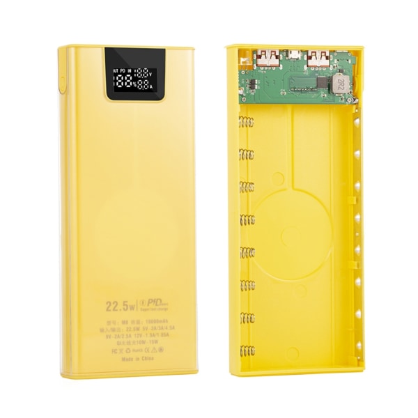 DIY Power Bank Boxes 8x18650 Batteri Case Metallskal 22,5W Snabbladdningsversion Batterier ingår ej Yellow