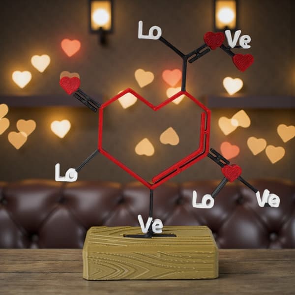 3D-printede molekylære kjærlighetssenterstykker til Valentinsdagen
