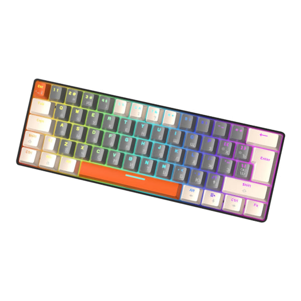 T60 62 näppäimet venäläinen pelimekaaninen näppäimistö Type-C langallinen Venäjän näppäimistö 18 erilaista RGB-taustavalaistustilaa Type-C langallinen