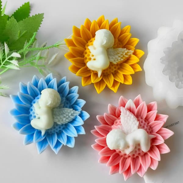 Håndlavede Lysforme 3D Blomst Silikoneforme Babyforme Gipsforme
