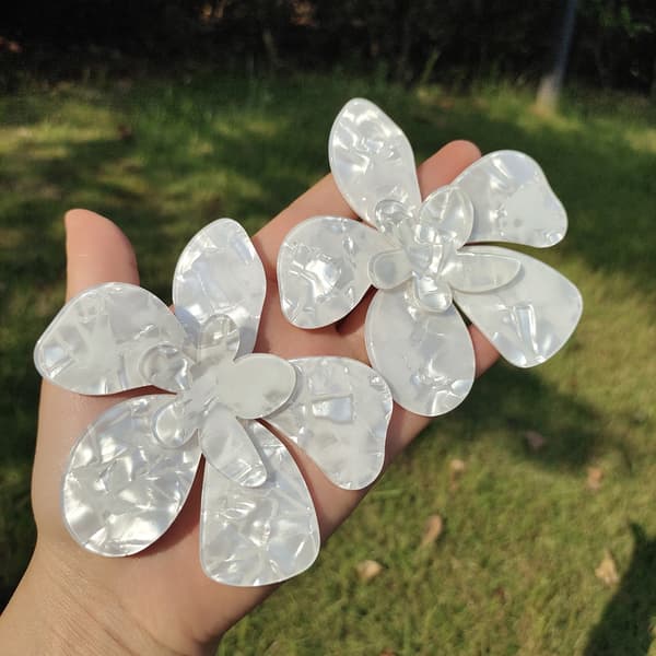 Mode Akryl Store Blomster Øreringe Blomster Stud Øreringe Elegant Smykker White