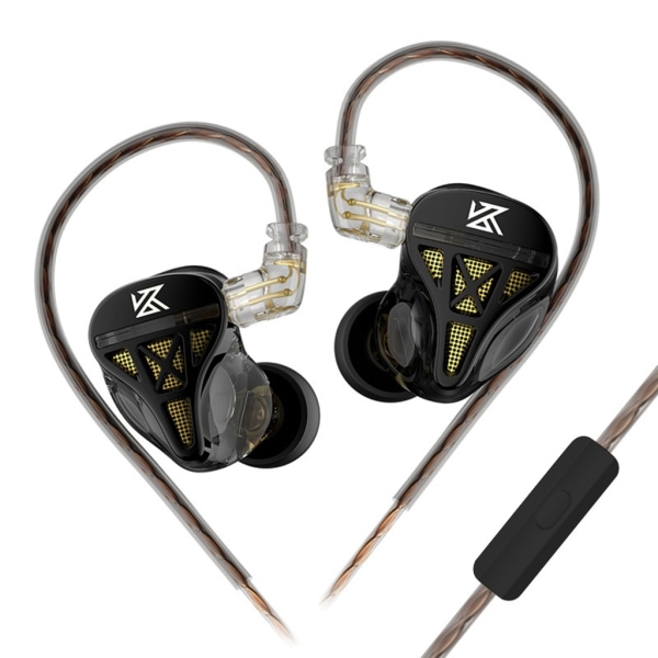 KZ-DQS 3,5 mm Plug- Hörlurar Dynamiskt ljud HIFI In-ear Mikrofon Trådbundna hörlurar Sport Gaming Headset Game Öronproppar A