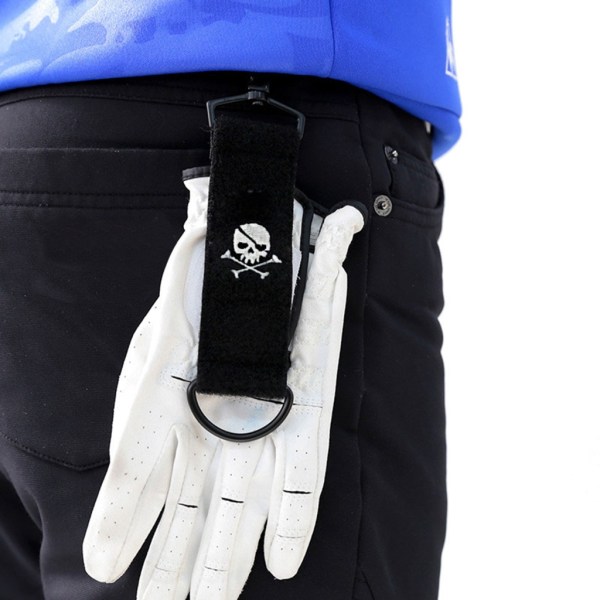 Golfhandduk Polyester med karbinhake Magic Tape Rengöring händer Rengör handduk Black