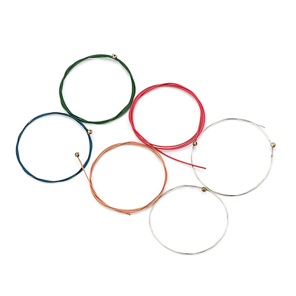 Sæt med 6 stk. guitarstrenge i forskellige farver - Multi-Color Strings Pack
