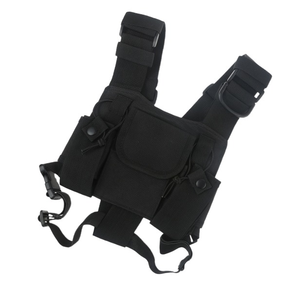 Svart Universal Radio Chest Harness Rig Hölster Pack för Universal Walkie Talkie