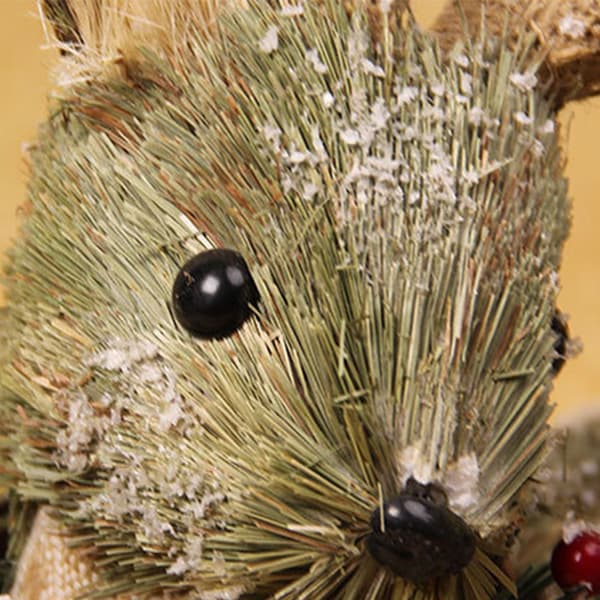 Halm Gräs Älg Ornament Vävd Jul Sittande Rådjur för Docka Djurfigur D