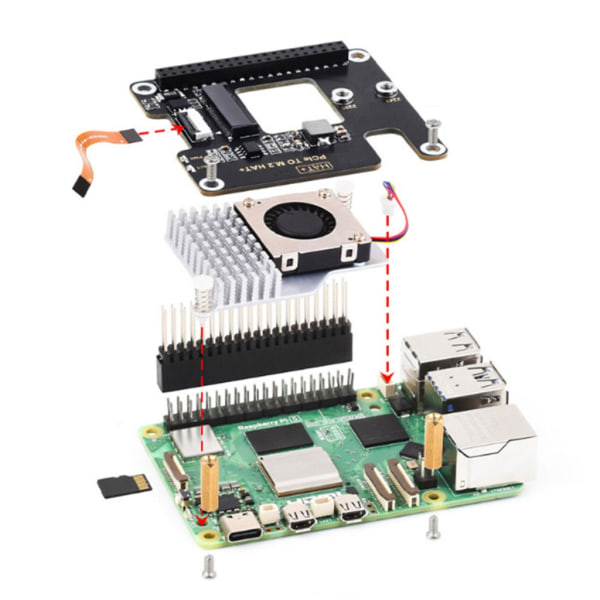 Pålitlig Raspberry Pi5 Pcie till M.2 Adapterkort Stabil drift LED-indikator