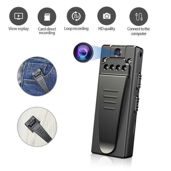 Mini Bärbar Clip Camera Video Recorder DV Micro Camcorder 32GB TF-kort