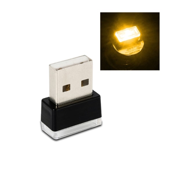 Mini USB LED-billjus Auto Interiör Atmosfärljus Nödljusljus Yellow