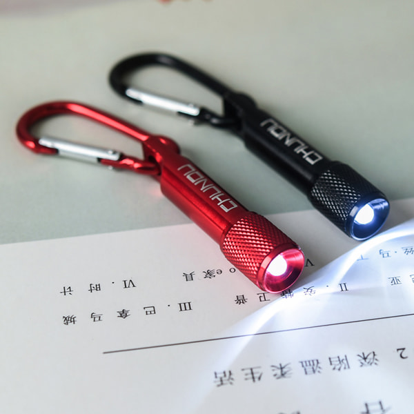 2 färger för nyckelring Bärbar mini LED-ficklampa Ficklampa för nyckelring med karbinhake för hem- och utomhusaktiviteter Black
