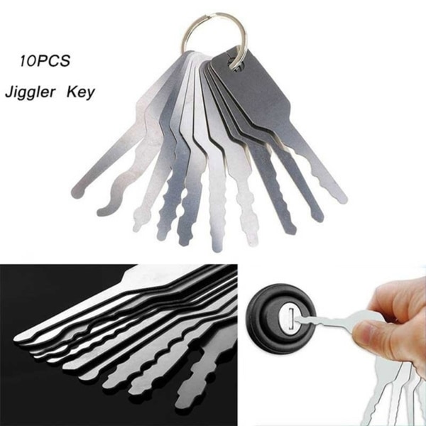 10 st bilnycklar Lås upp reparationsverktyg Dubbelsidigt rostfritt stål Jiggler-nycklar leverans